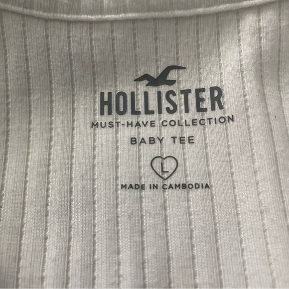 Hollister Polo Collar White Baby Tee Size L - Picture 3 of 6